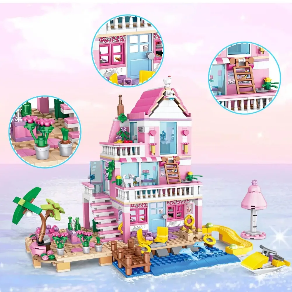 Meisjes Kust Prinses Kasteel Bouwstenen Vriendschapshuis Model Figuren Bakstenen Klassiek Speelgoed voor Kerstcadeau voor kinderen