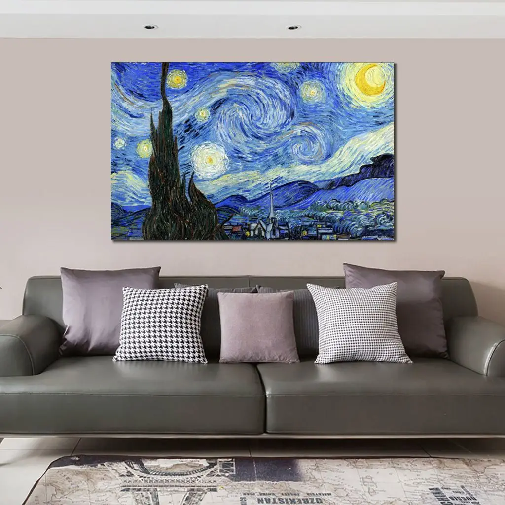 

Handmade Van Gogh Canvas Art Starry Night High Quality Famous Reproduction Impressionist Landscape Painting Living Room Decor