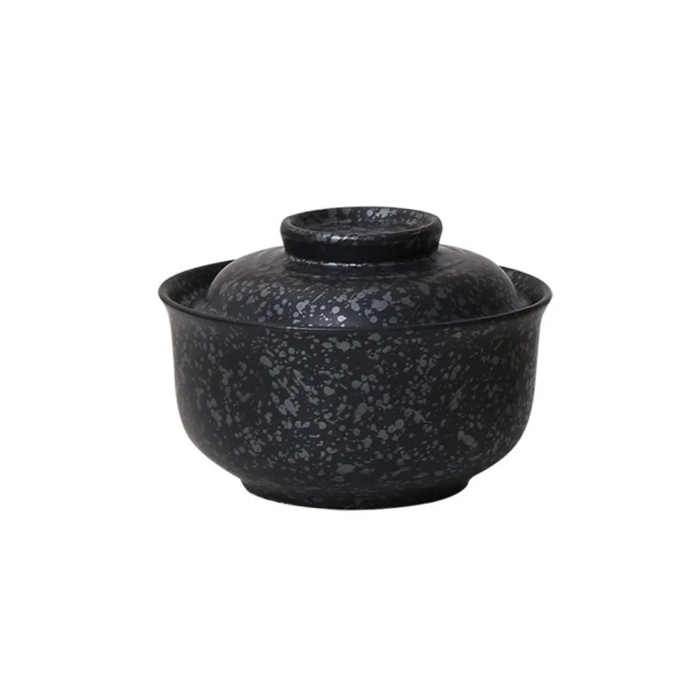 6.5inch Japanese Style Ceramic Ramen Bowl with Lid Vintage Instant Noodle Bowl Large Capacity Underglaze Painting Soup Bowls