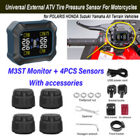 External TPMS ATV Tire Pressure Monitor System M3ST Monitor LCD Display, 4 Sensor Universal for Four Wheel Off-Road Motorcycles