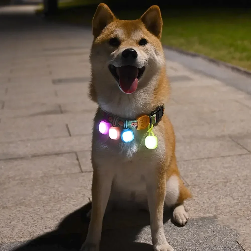 Wasserdichter LED-Haustieranhänger für Spaziergänge bei Nacht, Silikon-Halsbandanhänger, Bunt mit LED-Licht, Hunde-Anhänger Nachtlicht – Detail 9