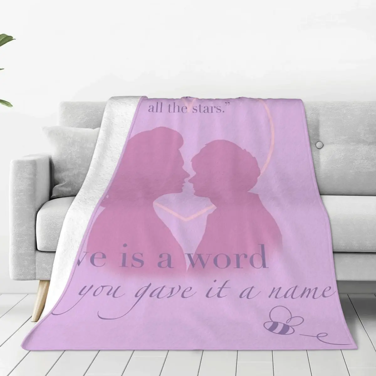 Love Is A Word Pastel Purple Blanket Fleece Multi-function Sofa Throw Blankets For Couch Bedding Office Throws Bedspread Quilt