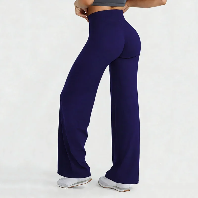 Lifting Hips New Fitness Yoga Leggings Women Solid Wide Leg Naked Feeling Out Wear Sports Trousers Exercise Running Yoga Pants