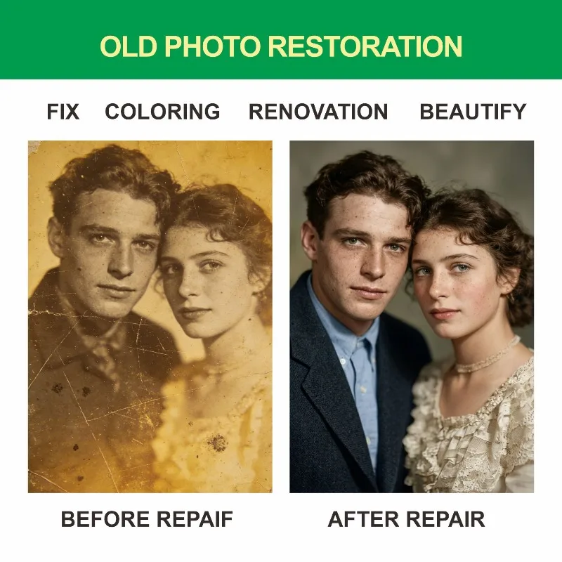 Personalized Old Photo Restoration Custom Picture Repair Service Vintage Memory Portrait Frame Gift For Family Wall Decoration