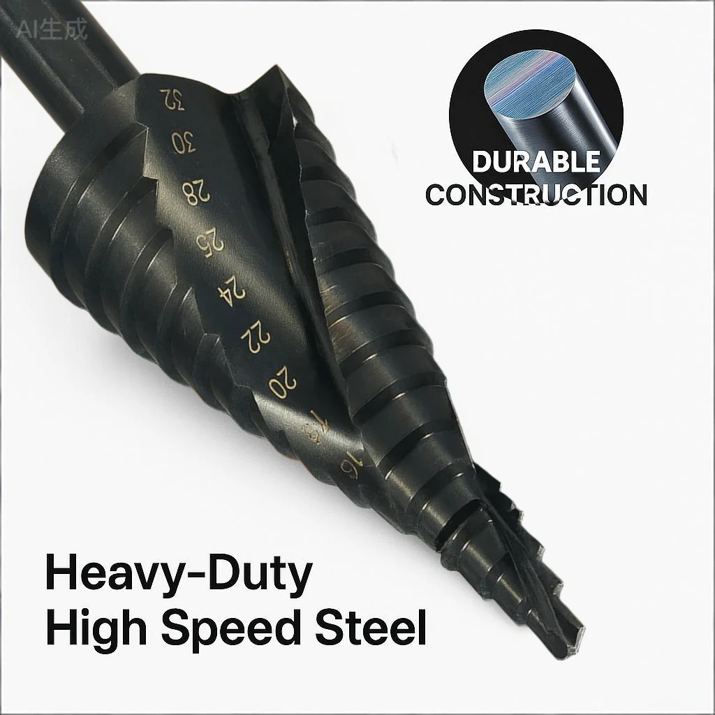 HSS Cobalt Step Drill Bit 4-32mm Spiral Cone Bit Triangle Shank Metal Wood Drilling Reamer High Speed Steel DIY Tool