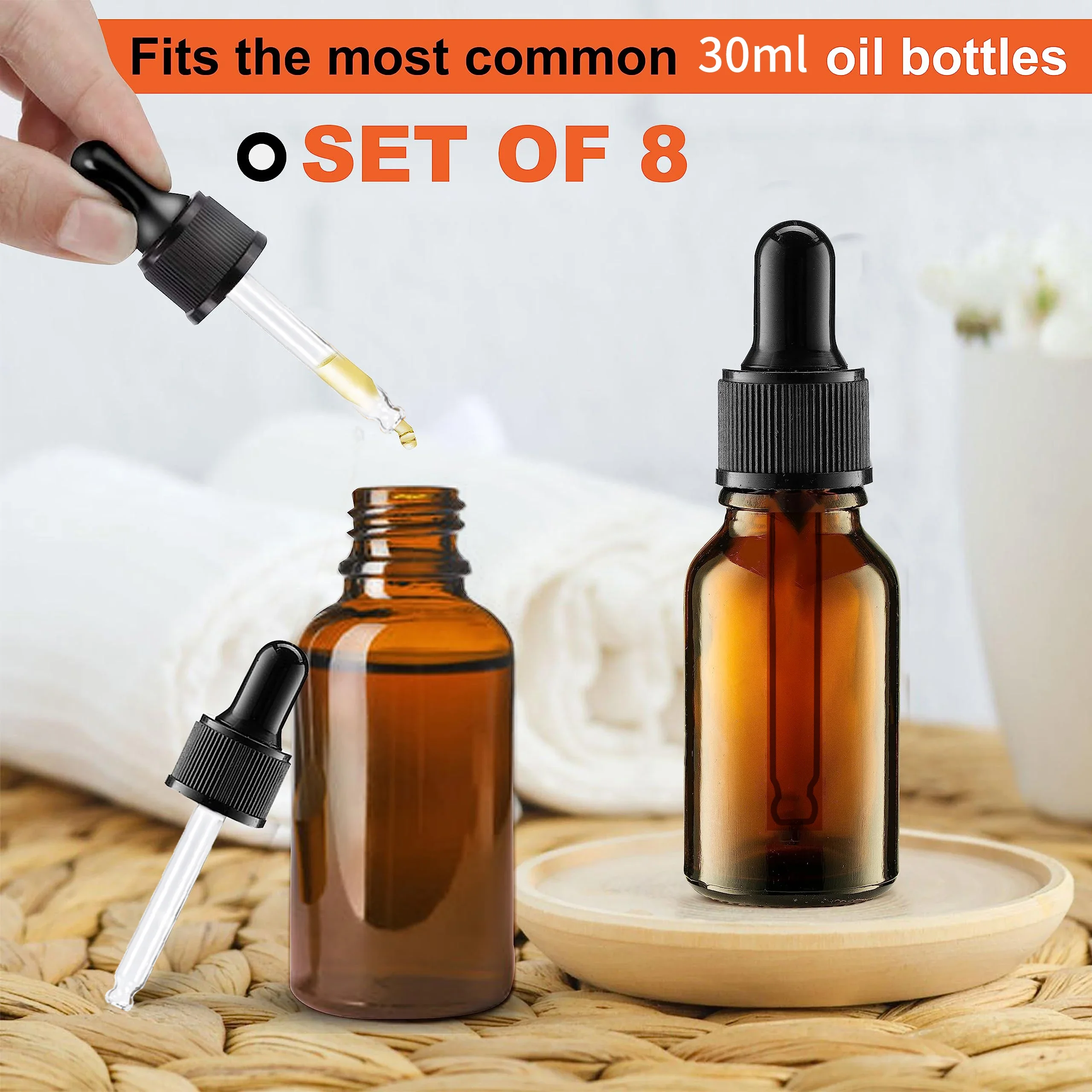 สารสกัดจากสมุนไพร, หยดแก้วสําหรับน้ํามันหอมระเหย, ยาเหยี่ยว, น้ํายาล้างเล็บ, 30 มล. 8 แพ็ค