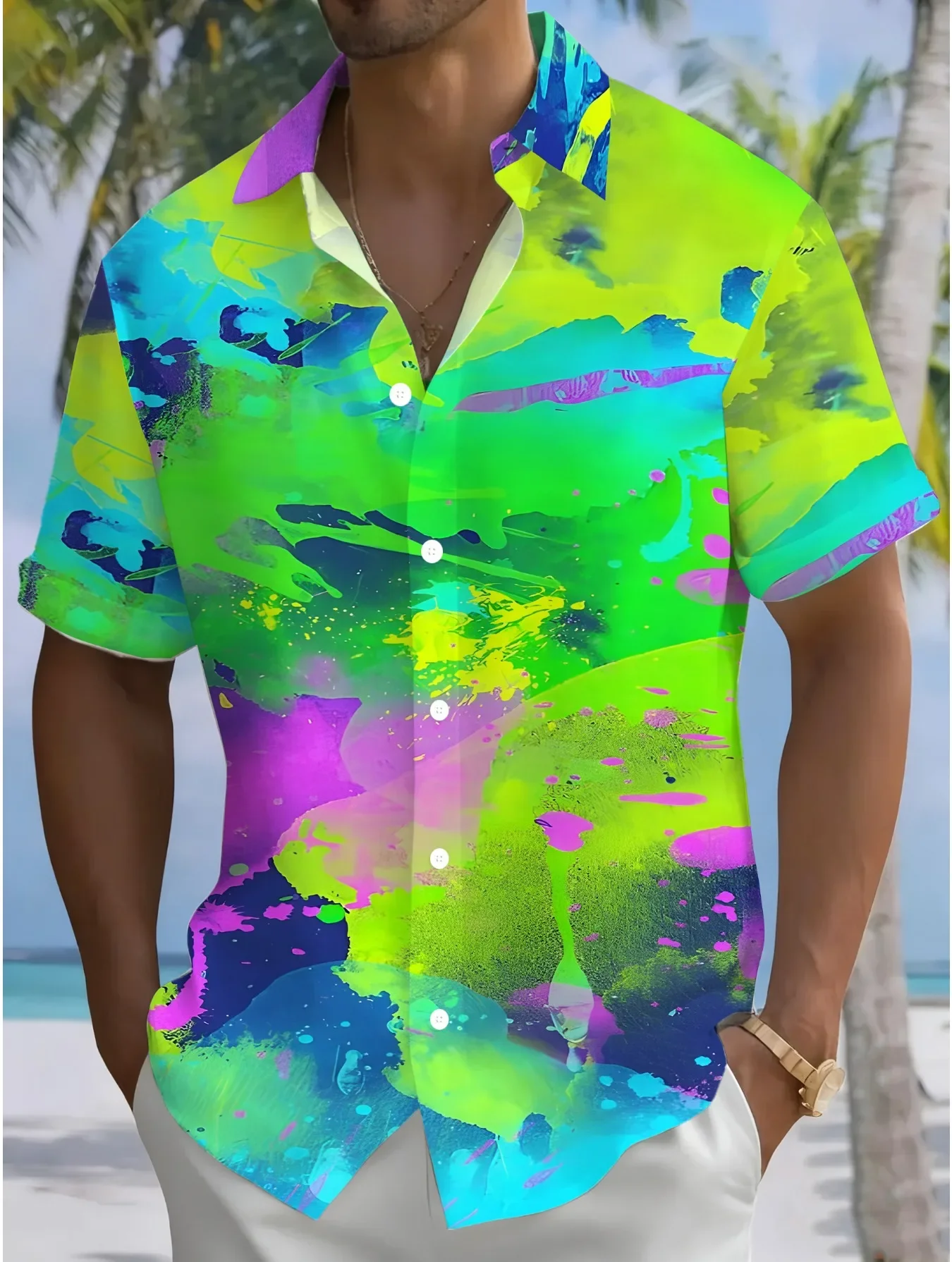 

Summer Fashion Party Shirt For Men Hawaiian StyleMan Women Short Sleeve Casual Print Beach Tops