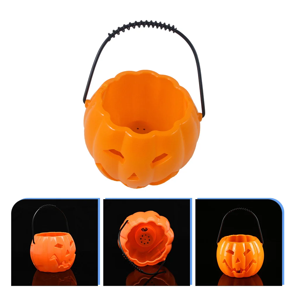 

Halloween Jack Lantern Plastic Bucket Halloween Bucket Pumpkin Holder Decor s LED Voice Sensor Party Favors Supplies