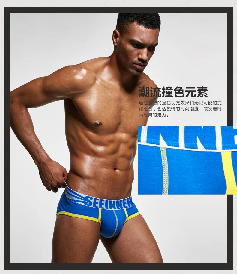 Low Waist Sexy Men Underwear Briefs - Cueca Mens Bikini Briefs Shorts Cotton Seeinner Low Rise Underpants Ropa Interior Hombre