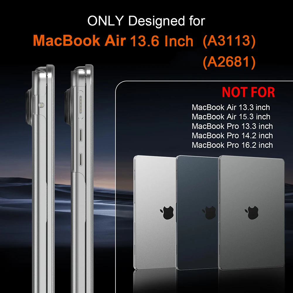 High-quality Case for MacBook Air 13 M3 M2 2024 2022 Release A3113 A2681 13.6 Inch Ultra Thin Armor Matte Protective Hard Shell