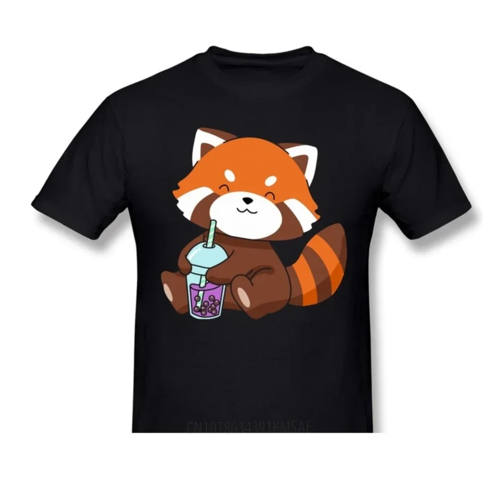 Shirt Men Clothing Funny Bubble Tea Humor Drink Kawaii Milky Tea Gift Girls Red Panda Boba Tea Stylish Tshirt