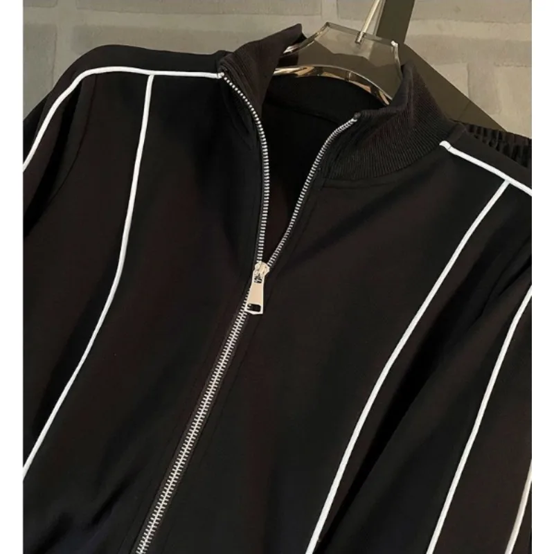 Spring Autumn Street Sports Set Women's Fashion Leisure Age reducing Western Style Zipper Hoodie Wide Leg Pants Two Piece Set
