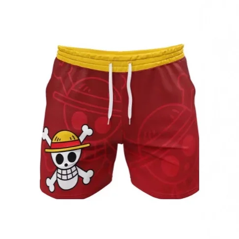 

2026 New Bandai One Piece Basketball Shorts for Men - Luffy Straw Hat Jolly Roger Print Suitable for Daily and Training Wear Y2k
