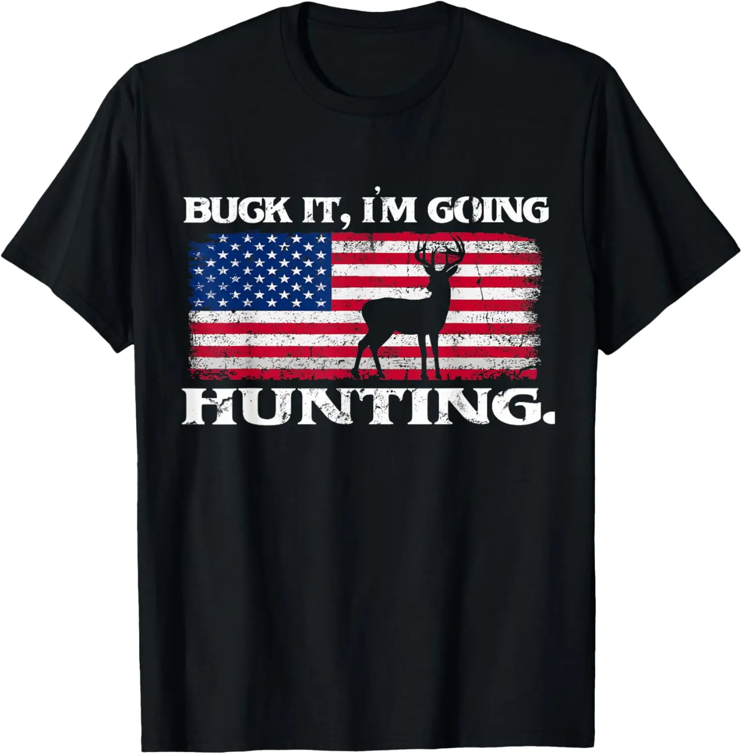

Забавный олень Лось Buck I'm Going Hunting Футболка с флагом США Футболка