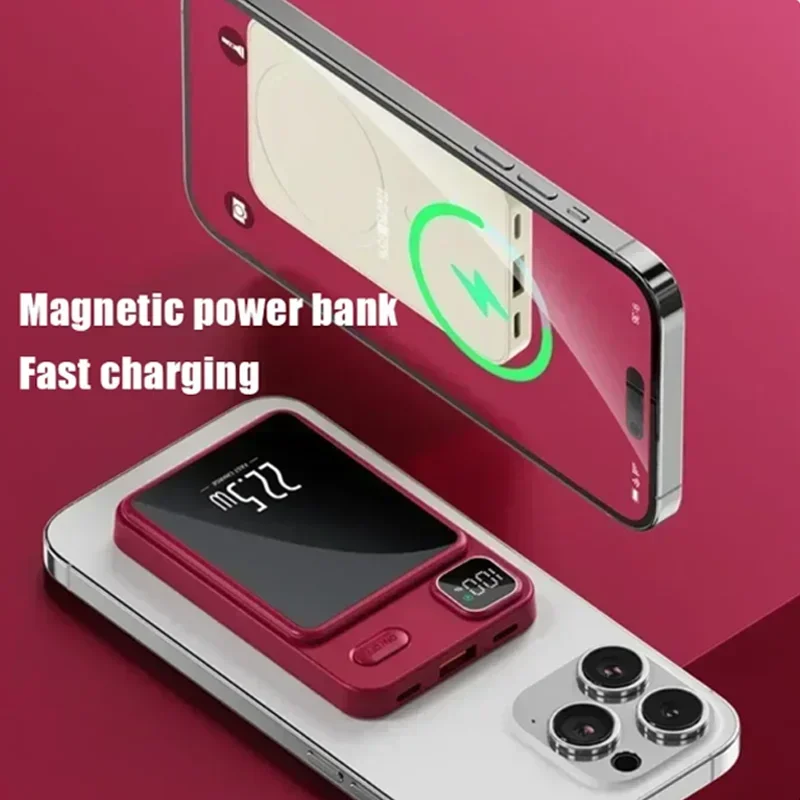 50000mAh Alloy Macsafe Powerbank Magnetic Power Bank Wireless Fast Charger for IPhone 15 14 13 12 11 Backup Battery for Magsafe