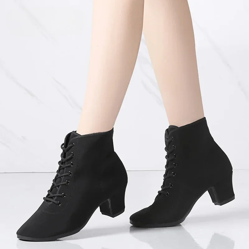 

Women Ballroom Latin Dance Shoes Jazz Modern Lace Up Dancing Boots Ladies Red Black Sports Dancing Zapatos De Mujer Elegantes