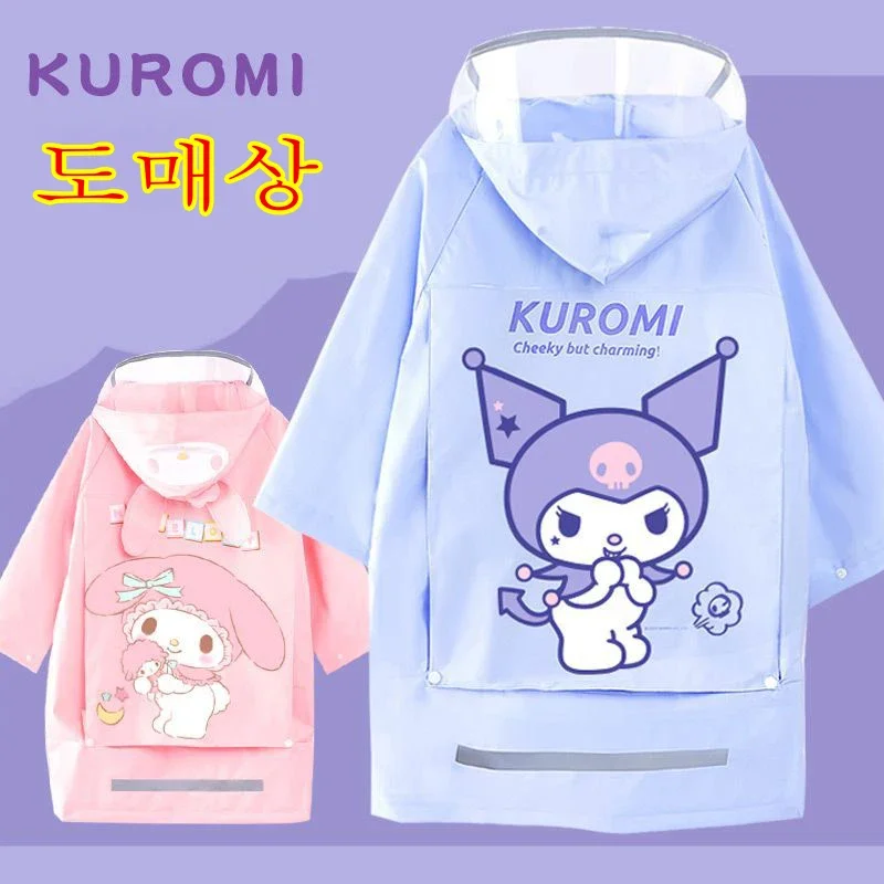 24 Sanrio dziecięcy płaszcz przeciwdeszczowy studencki Poncho moja melodia z tornister siedzenie wodoodporne Kuromi Kawaii figurka Anime kreskówka