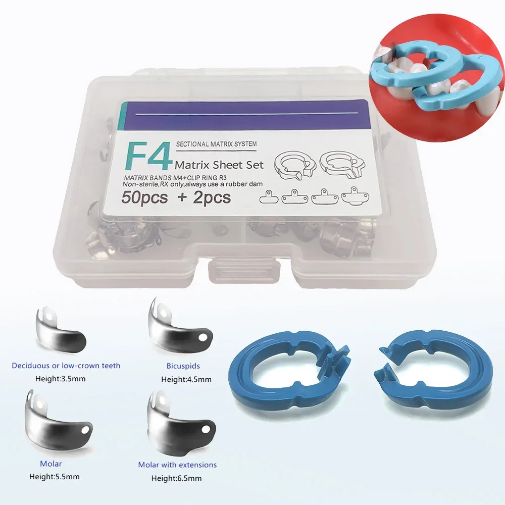 Dental Sectional F4 Matrix System Sectional Contoured Metal Matrices Matrix Bands Dental Bands with Resin Clamping Ring