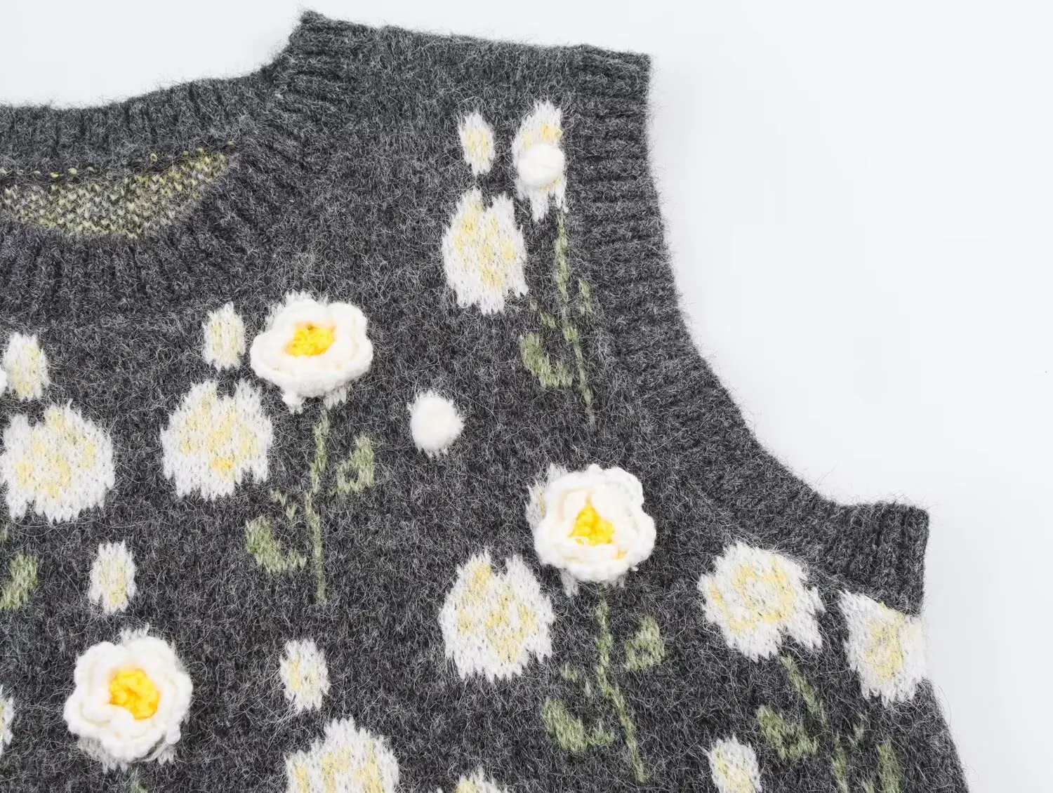 Gilet tricoté à fleurs tridimensionnelles, ample, style paresseux, à la mode, en couches, nouvelle collection printemps et automne 2025