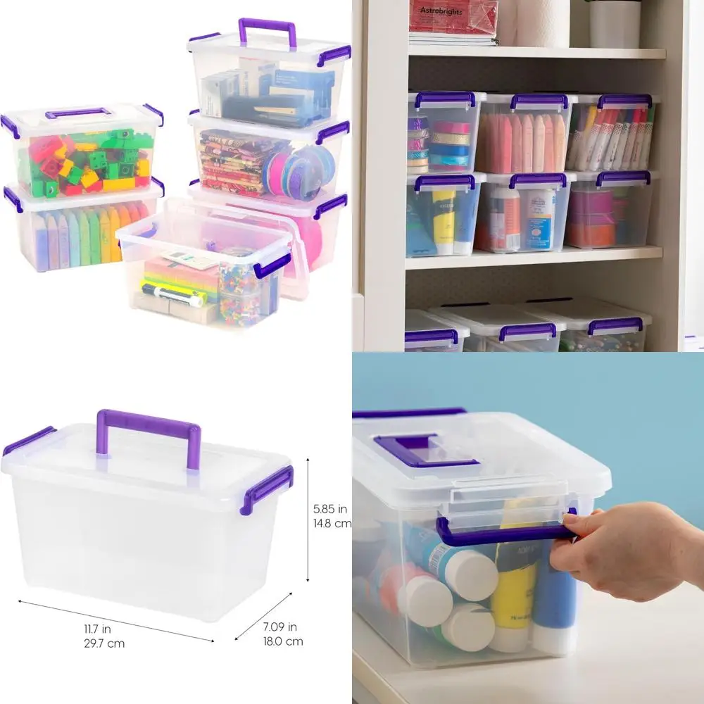 

ИЛИС США 5-яктный. Пластиковые контейнеры для хранения с крышками, 6 шт., контейнер для хранения поделок, сенсорная корзина, органайзеры для дома, выкл.