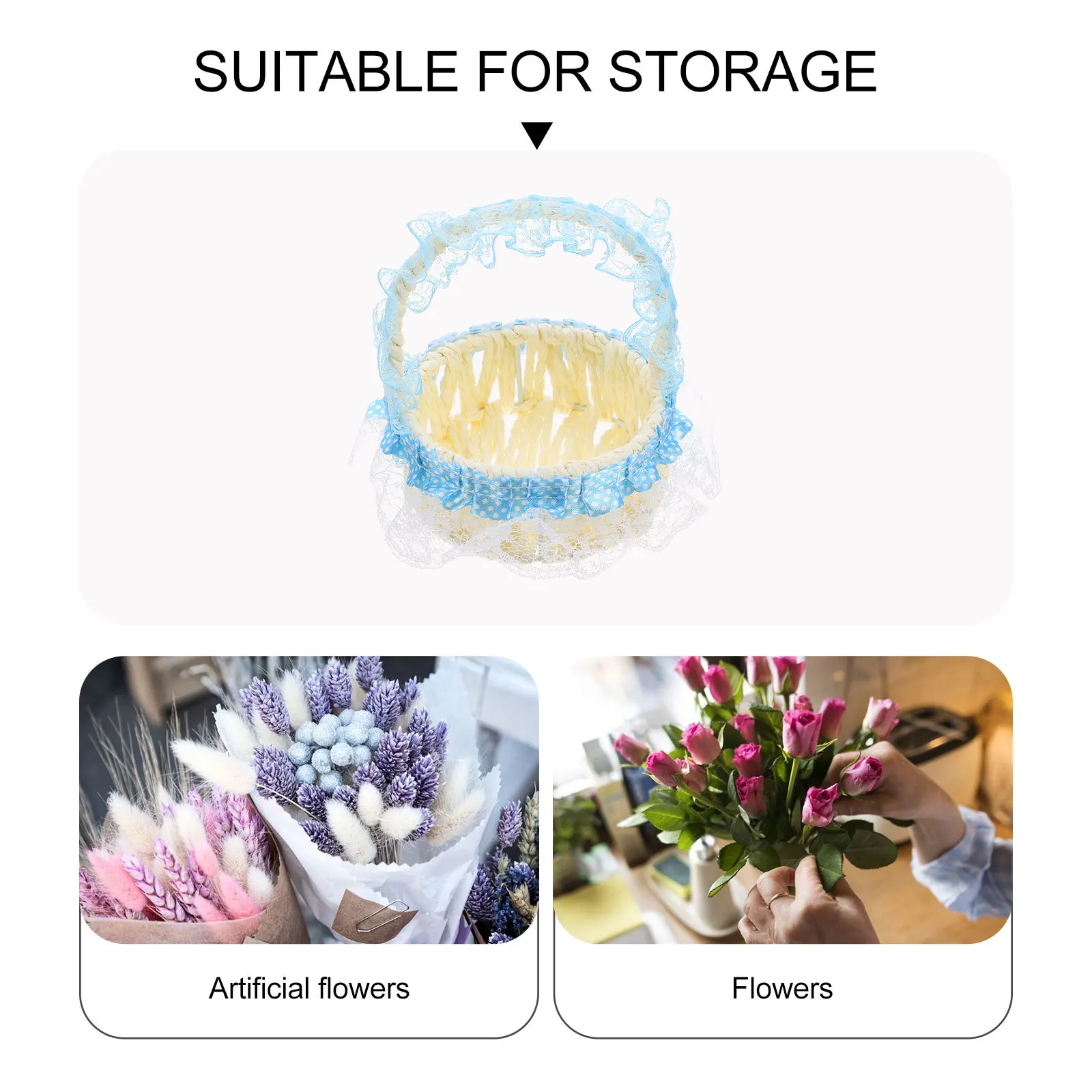 

Mini Woven Flower Basket Portable Storage Container For Home Decor Simple Desktop Organizer Hand-Held Fruit Gift Packing Basket