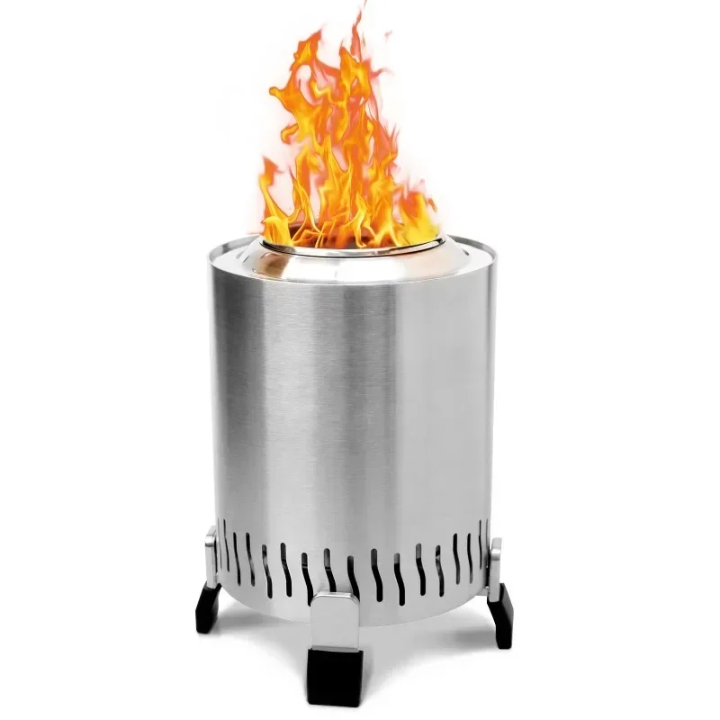 Mini Stainless Steel Portable Fire Pit Wood Burning Fireplace Camping BBQ Outdoor Smokeless Campfire Camping Furnace