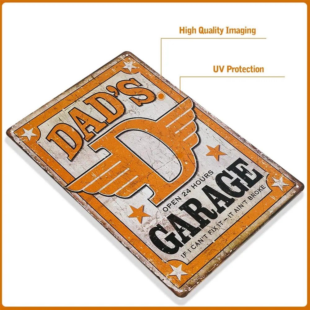 dingleiever-Dad's Garage Tin Metal Sign Decor Funny Humorous Daddy Father