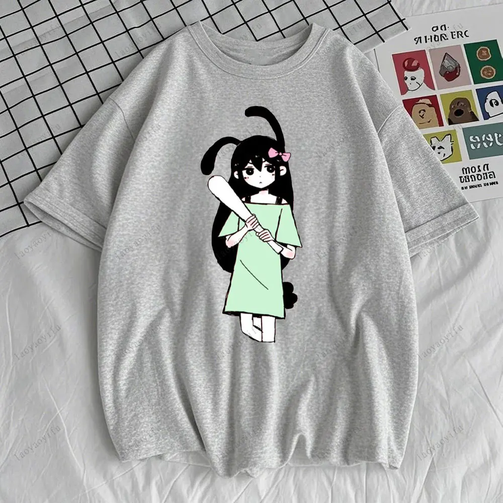 Omori طباعة المرأة تي شيرت قميص Harajuku قصيرة الأكمام س الرقبة تي شيرت المحملة القمم الملابس الملابس الجمالية الشارع الموضة