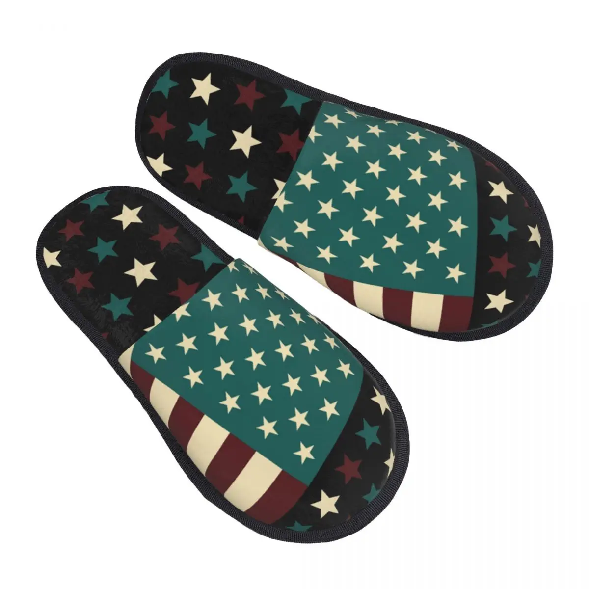 Custom Camo Camouflage Army Guest Slippers for Bathroom Women American Flag Patriotic Colors House Slipper