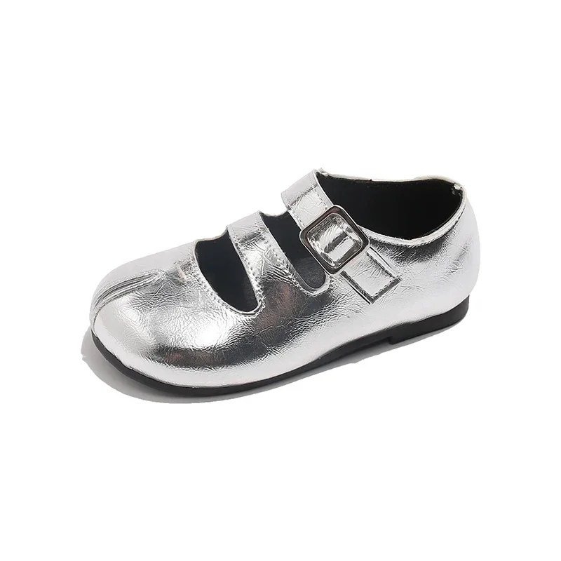 Ballerines Mary en cuir souple pour filles, chaussures à essence, mode princesse, double sangle, Parker rond, décontracté, chaussures de créateur pour tout-petits