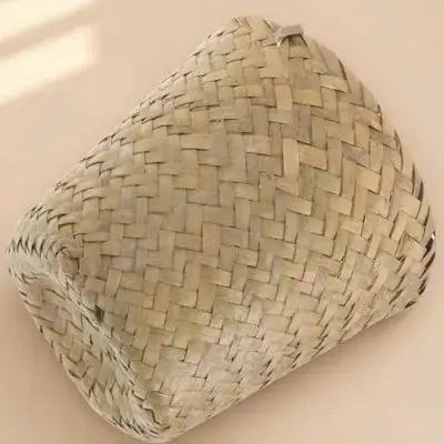 

Large Capacity Natural Straw Storage Basket Woven Grass Laundry Hamper Sundries Organizer Trash Holder Mini Hamper Basket