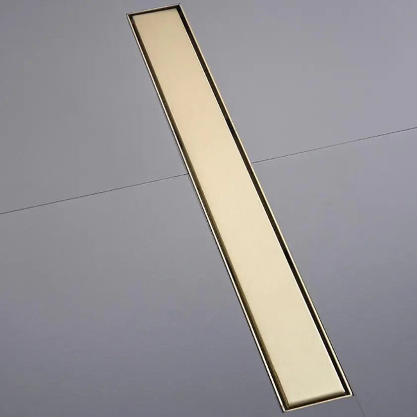 

Brush gold Floor Drain 304 SUS floor Conceal drain long Linear drainage Channel drain for hotel bathroom kitchen gold floor