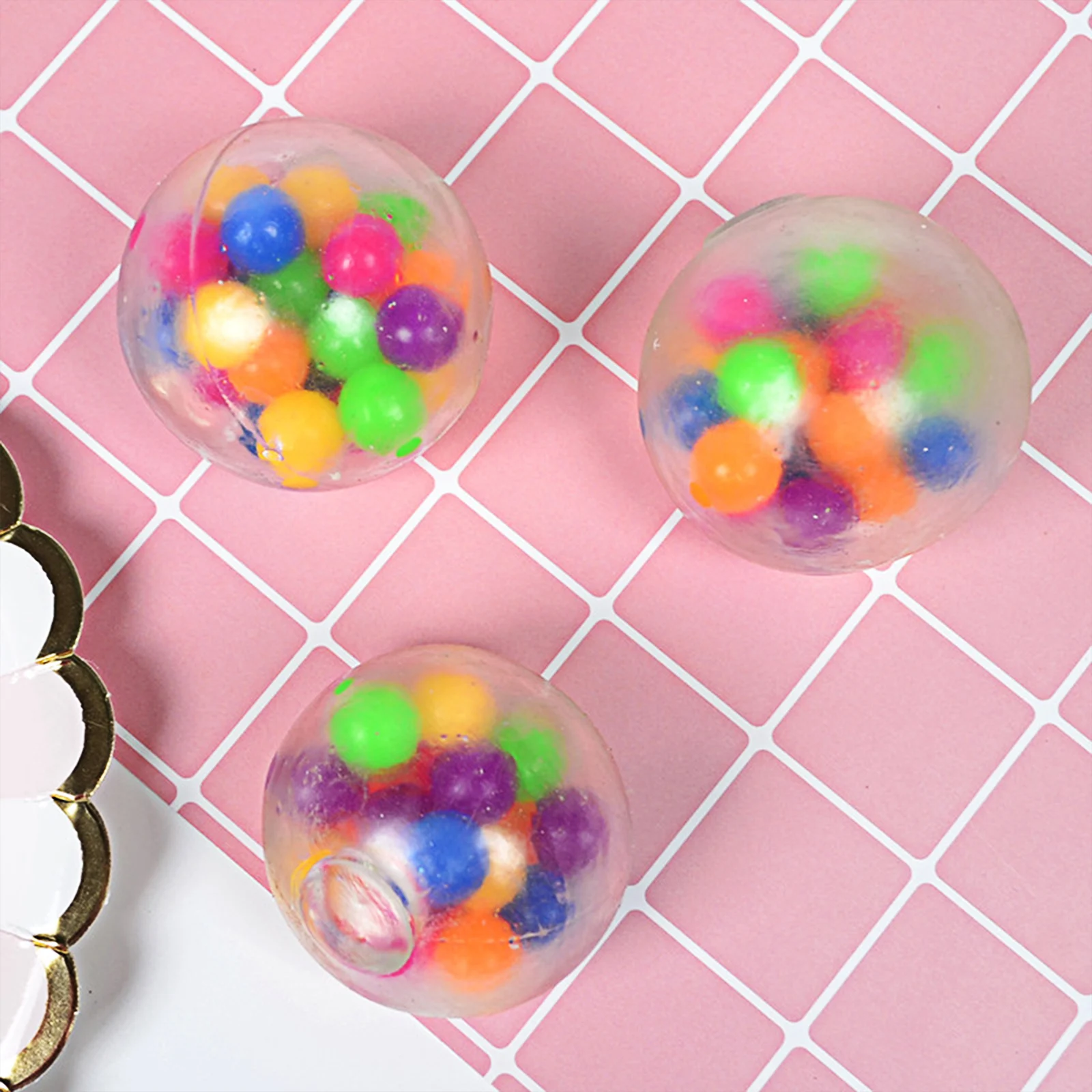 Brinquedos de recompensas escolares arco-íris crianças brinquedos antiestresse bola macia brinquedo sensorial espremer alívio brinquedo contas coloridas humor brinquedo fidget