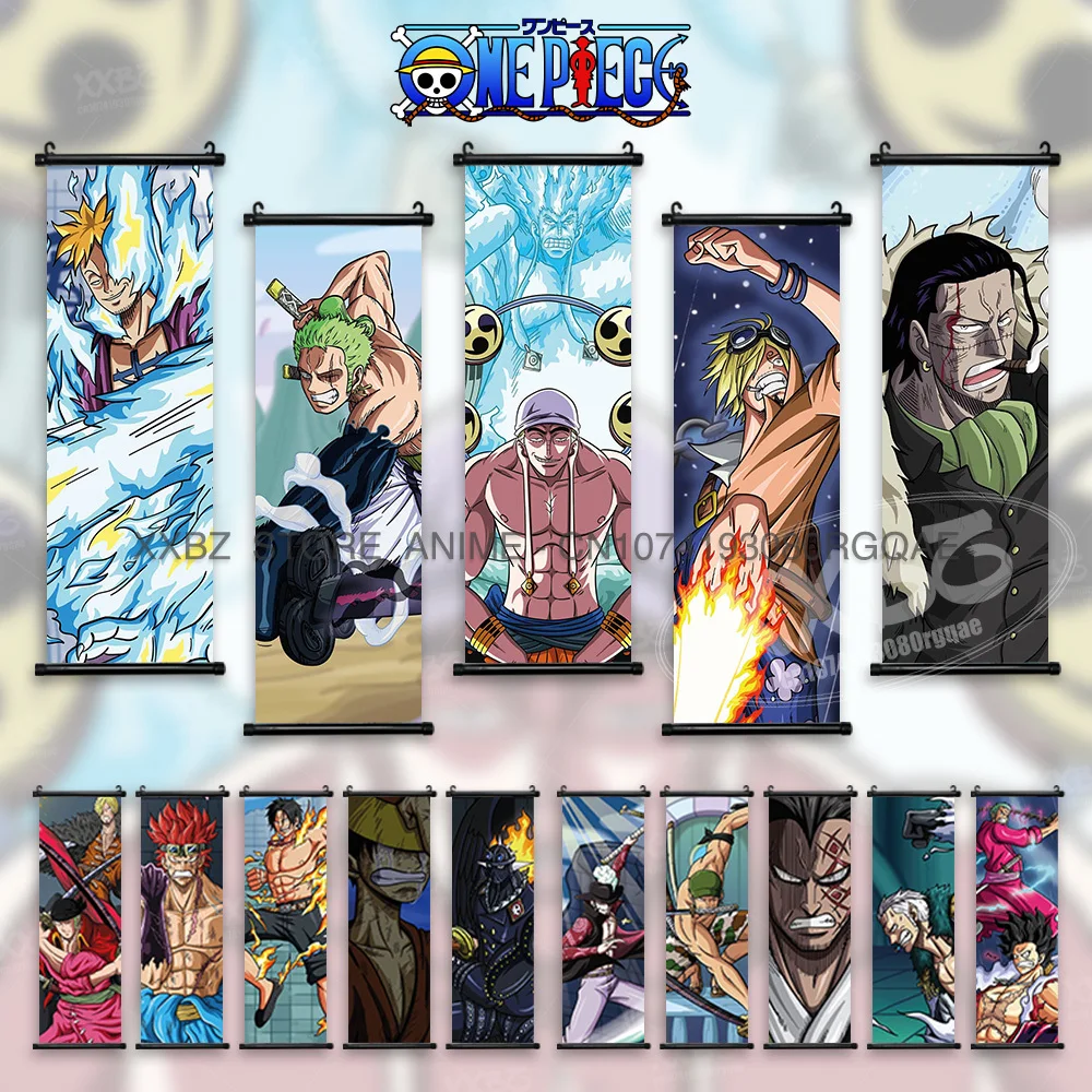 

ONE PIECE Scrolls Pictures Anime Posters Marco Hanging Painting Whitebeard Home Decor Jracule Mihawk Wall Art Roronoa Zoro Mural