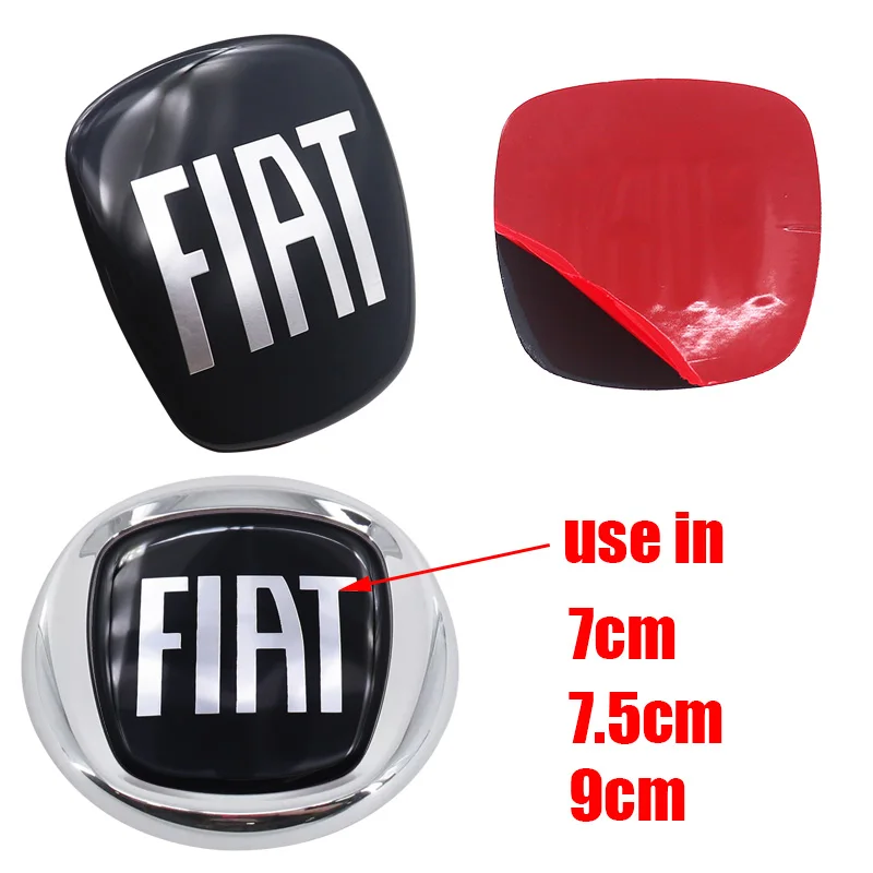 1 Uds. Negro 7cm 7,5 cm 9cm epoxi logotipo frontal del coche parrilla delantera parachoques trasero puerta trasera maletero emblema pegatina accesorios para FIAT