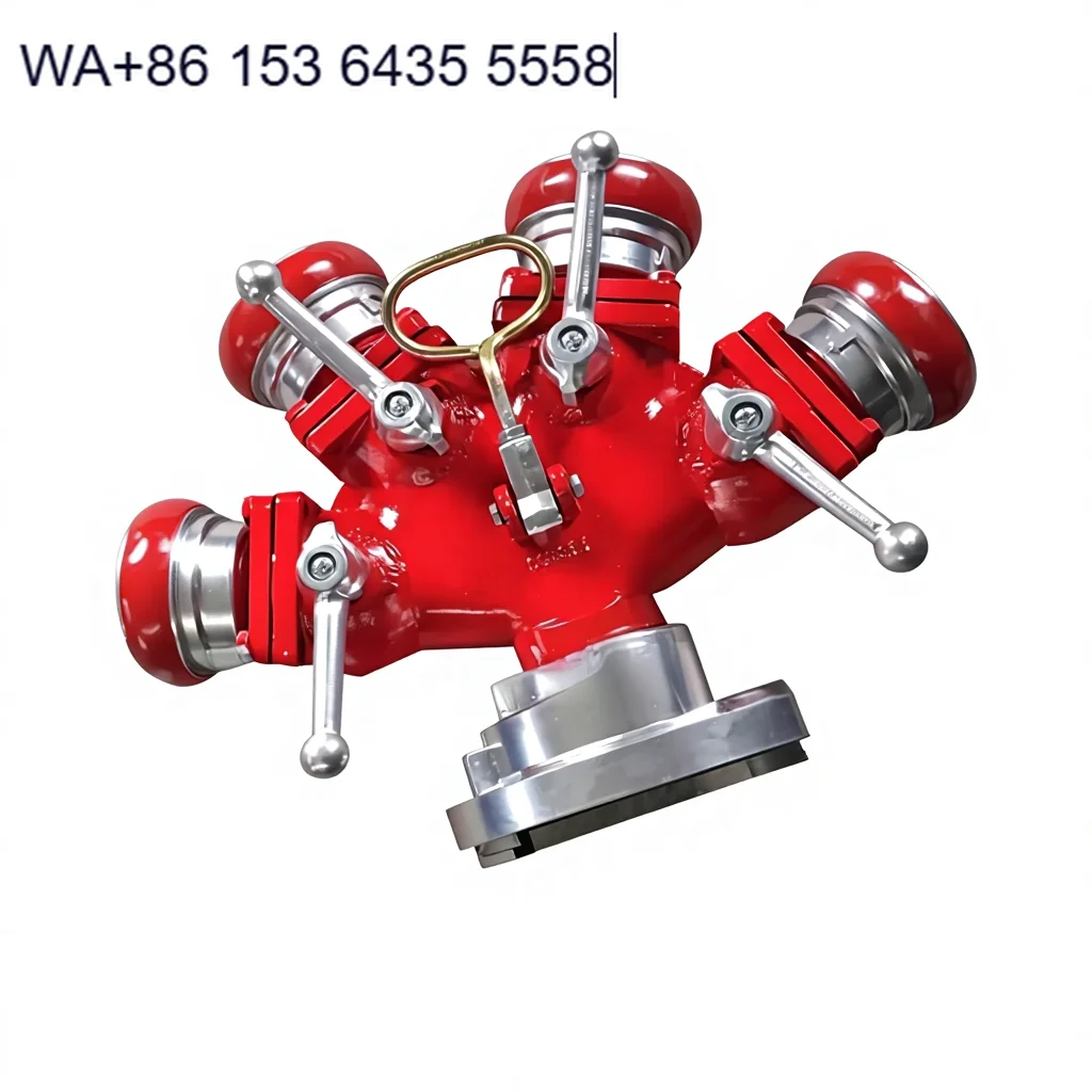 JMFIRE Firefighting 150 Storz Coupling 4-way Water Distributor Flexible Self-Sealing Edge Powder Coated Aluminum Alloy
