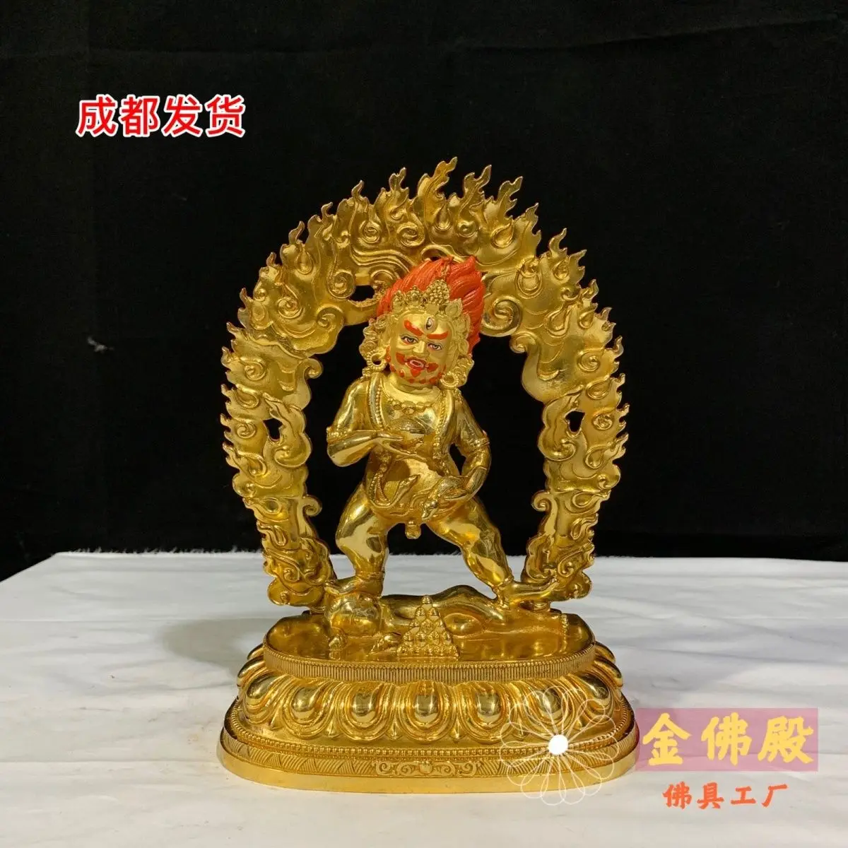 Tibetan black god of wealth gilt Buddha statue ornament eight inches high 23 cm pure copper domestic copper statue of god of wea