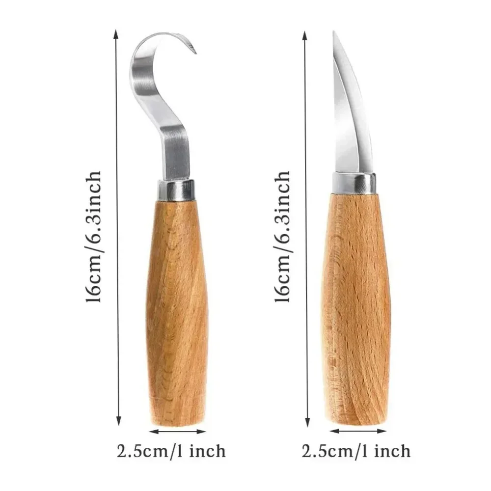 Wooden Carving Hook Knife Beginner Profession Carving Knives Peeling Sculptural Beech Handle Chisel Woodworking Cutter Hand Tool