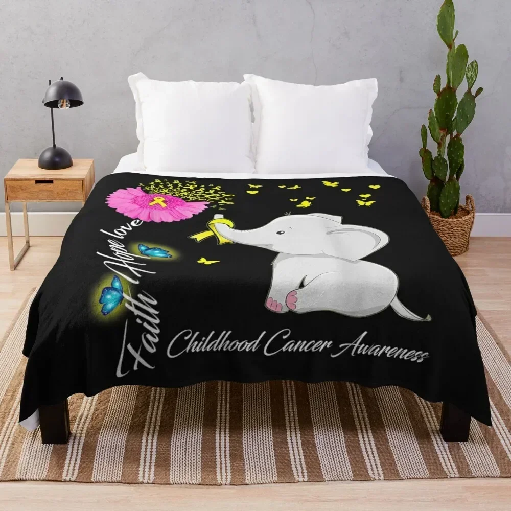 

Elephant Faith Hope Love Childhood Cancer Awareness Throw Blanket Summer Cool Breathable Blanket for Sleeping