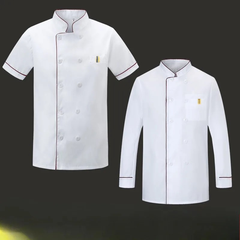 

Chef Uniform Men Long Sleeve Kitchen Workwear Restaurant Hotel Staff Cook Shirt Breathable