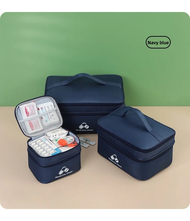 Tragbare doppelschichtige medizinische Tasche, große Kapazität, Medikamenten-Aufbewahrungstasche, für Reisen und Outdoor, tragbares Notfallrettungs-Erste-Hilfe-Set – Detail 10