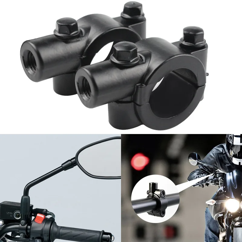 2PCS Black Motorcycle Handlebar Mirror Mount Clamp Rear View Mirror Holder Bracket 22mm 10mm 8mm For Motorcycle Universal
