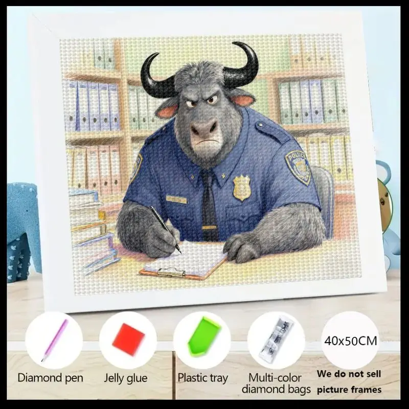 

1 шт. 5D набор для алмазной живописи, Зоотопия Главный Бого мультфильм Буффало Полицейский на столе Письменный DIY Полная дрель Горный хрусталь Embroi