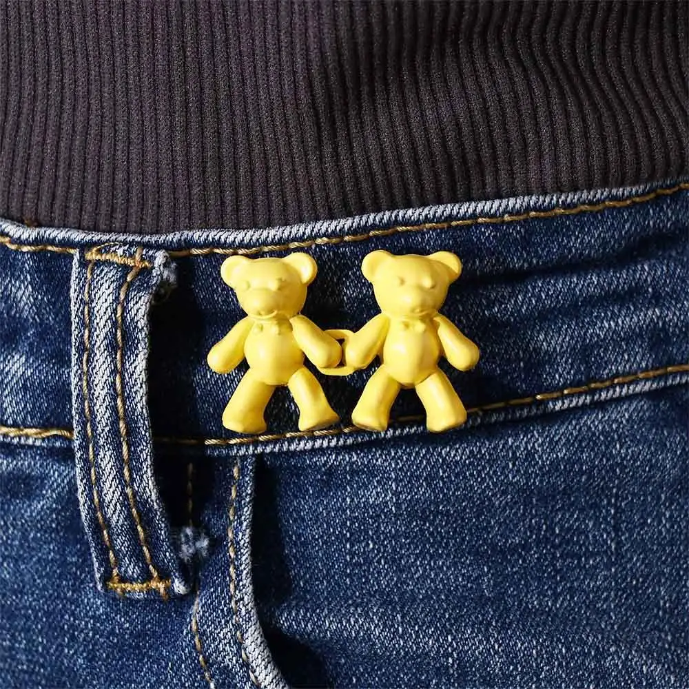 2Pcs Retract Waist Bear Skirt Pant Jeans Detachable Waist Tighten Clip Waist Button Waist Pin Buckle Clothing Accessories