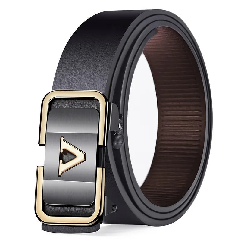 Новый модный мужской ремень беззубик с автоматической пряжкой, ремень из сплава с надписью для деловой моды, мужской ремень высокого качества