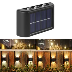 Lámpara LED Solar de pared para exteriores, iluminación luminosa de arriba y abajo, impermeable, para jardín, paisaje, escaleras, valla, decoración de balcón