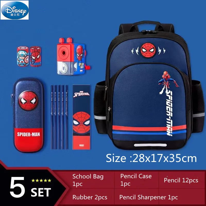 Disney Spider Man Boys School Bag Captain America Primary Student Shoulder Orthopedic Backpack Large Capacity Mochilas Escolares