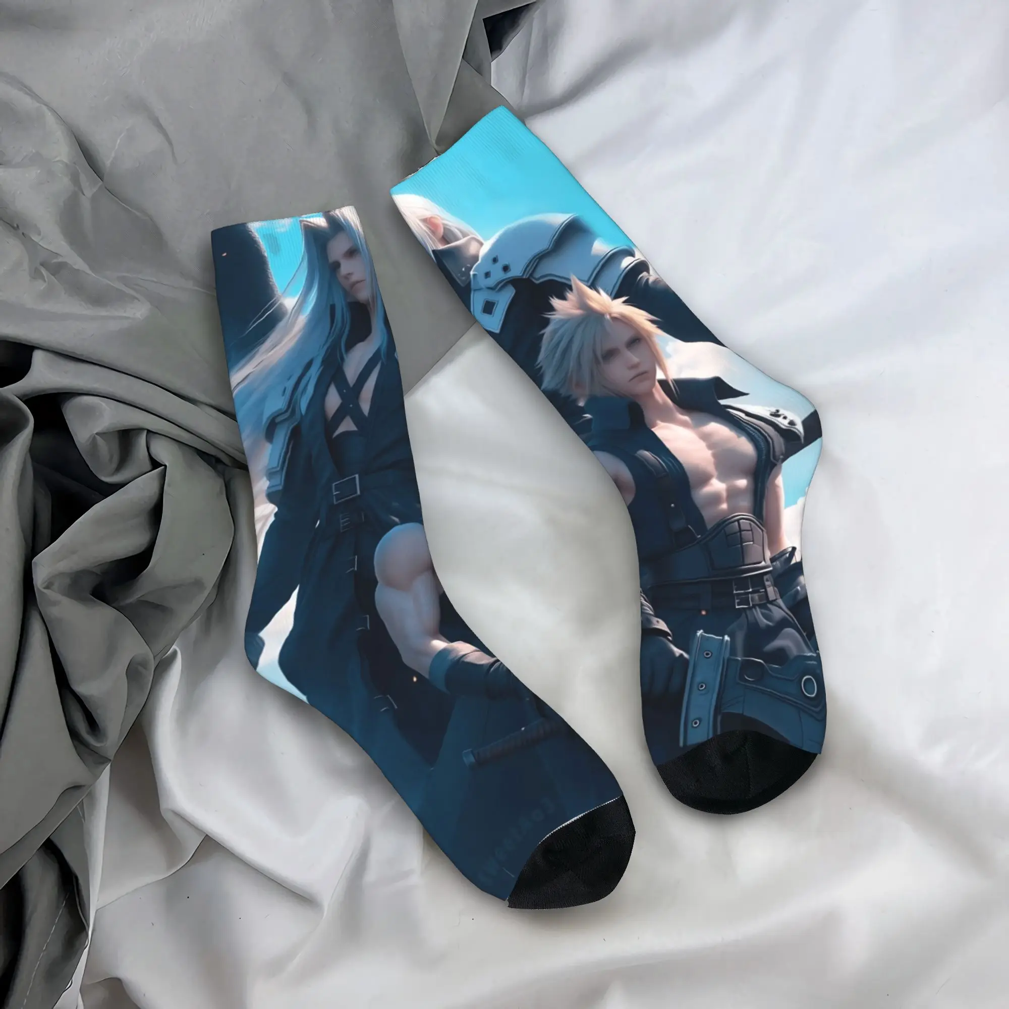 

Мужские носки унисекс, чулки F-Final Fantasys, зимние готические мягкие носки с узором, спортивные нескользящие носки для бега