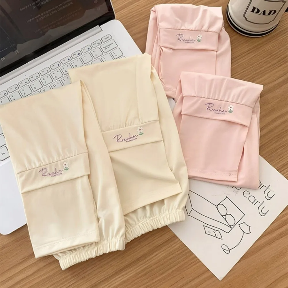 花刺繍入りロングアイスシルクスリーブ腕保護弾性日焼け止めアームカバー抗UV薄型サイクリンググローブ運転用