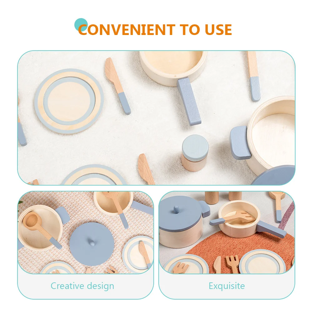 1-set kinderen Fantasiespel pannenset Houten keuken Educatieve kookspeelset voor kinderen Interactieve huishoudelijke kinderen